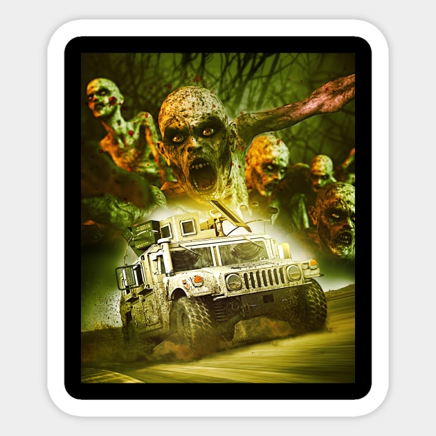 Escape the zombie horde - The Grave Diggers Sticker by The Grave Diggers